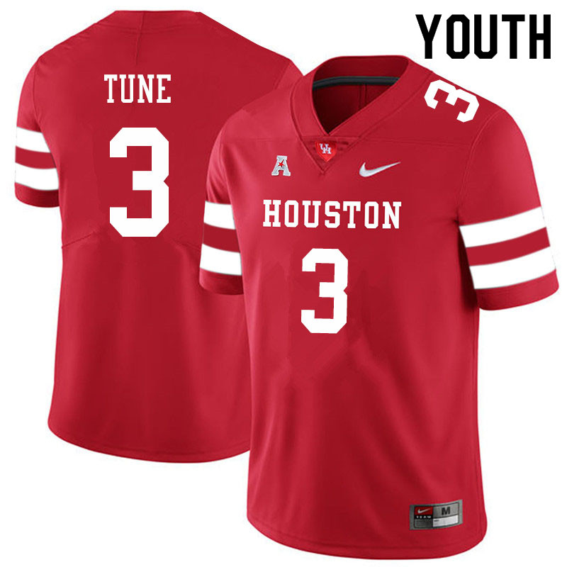 Youth #3 Clayton Tune Houston Cougars College Football Jerseys Sale-Red - Click Image to Close